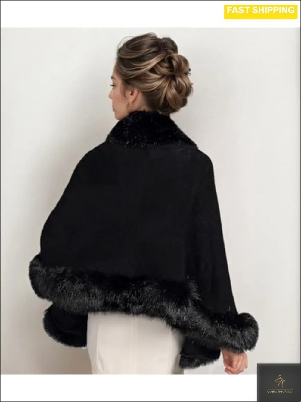 Faux Fur Shawl Wrap One Size Sleeveless Wedding Evening